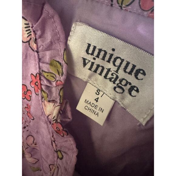 New Unique Vintage Violet Floral Prairie Cottagecore sleeveless Dress - Picture 7 of 7